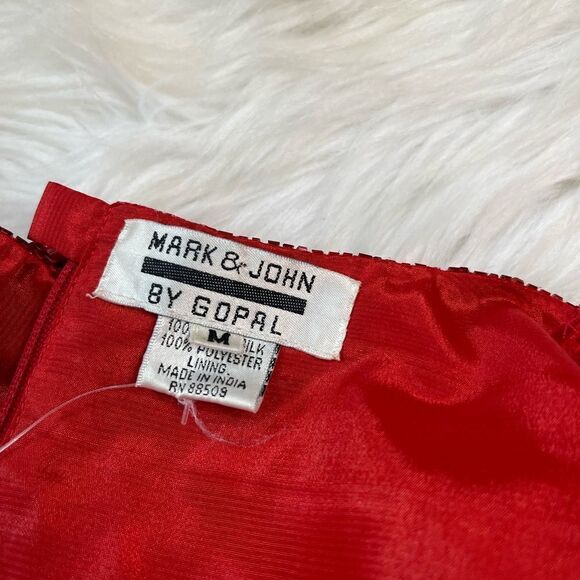 NWOT Mark and John by Gopal 100% silk red sequins& beaded over the knee dressSZM - Picture 13 of 13